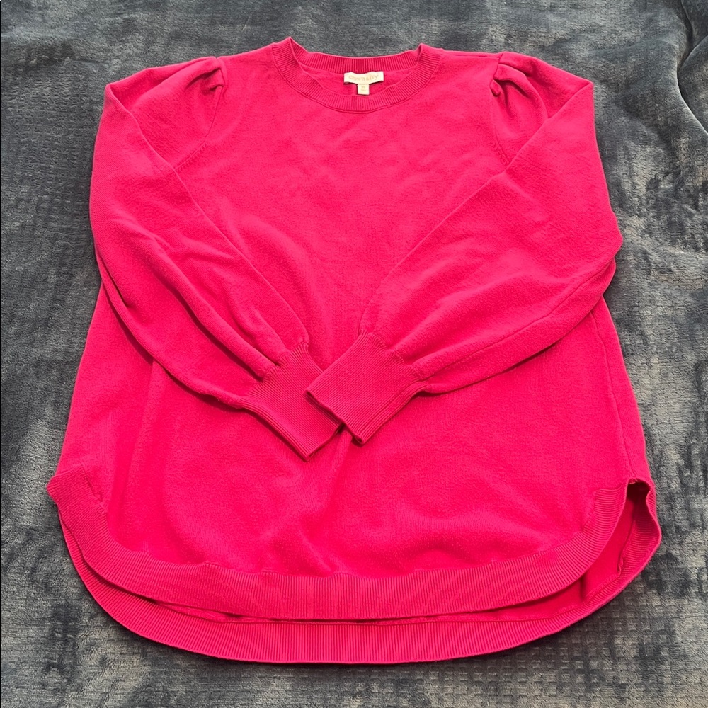 Pink comfy sweater with puffed sleeves